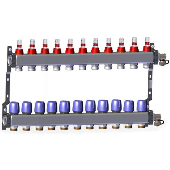 Põrandakütte kollektor 11x1" x 3/4" rotameetritega komplekt LK 430