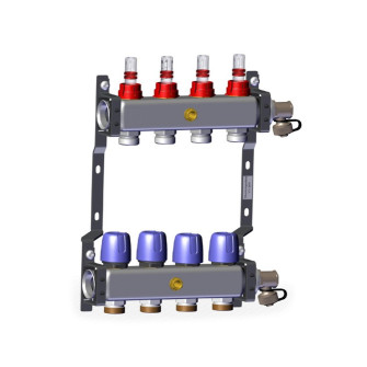 Põrandakütte kollektor 4x1" x 3/4" rotameetritega komplekt LK 430