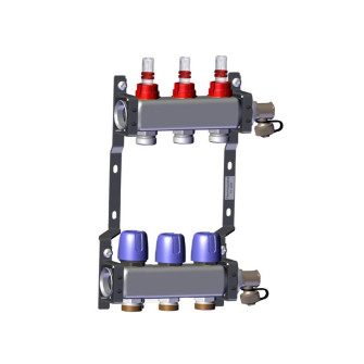 Põrandakütte kollektor 3x1" x 3/4" rotameetritega komplekt LK 430